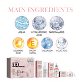 Set de crema hidratante facial 5 en 1: hidratación profunda, blanqueamiento, aclarado y reafirmación de la piel.