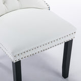 A&A Furniture Nikki Collection Modern High-end Tufted Solid Wood Contemporary PU 2-Pcs Set White+Light Blue