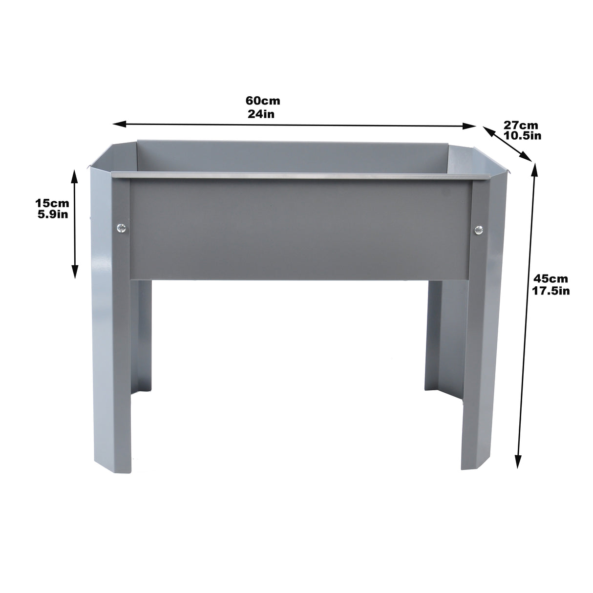 Elevated garden bed, metal elevated outdoor flowerpot box, suitable for backyard and terrace, large flowerpot Grey + Steel - V.I.P Digital Presence