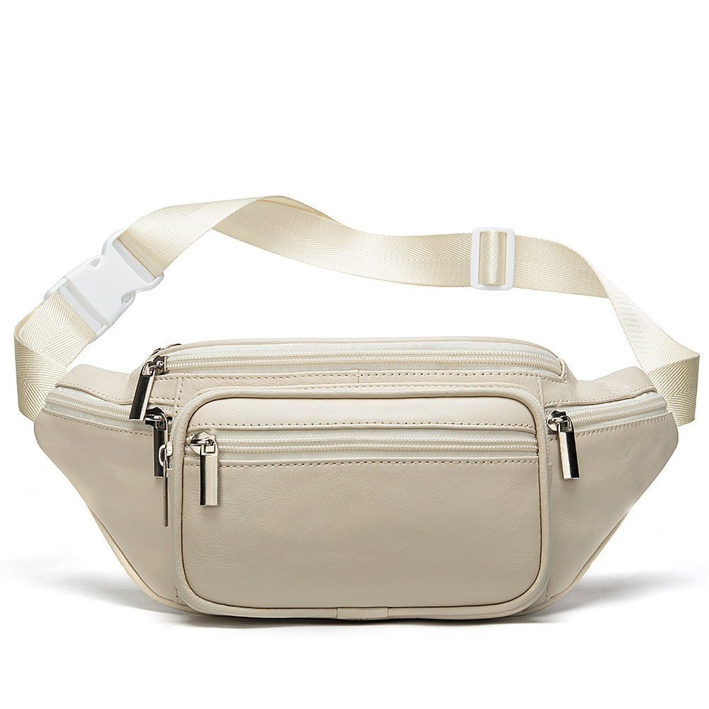 Men's sheepskin waist bag outdoor black mobile phone sheepskin bag leisure sports crossbody chest bag - V.I.P Digital Presence
