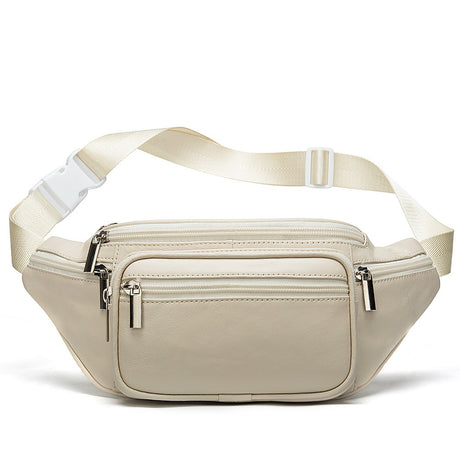 Men's sheepskin waist bag outdoor black mobile phone sheepskin bag leisure sports crossbody chest bag - V.I.P Digital Presence