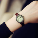 Ladies designer vintage leather women bracelet watches brown retro roma quartz woman clock fashion small female wristwatches - V.I.P Digital Presence