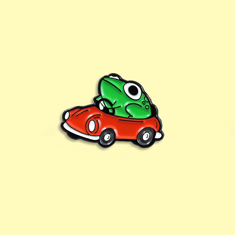 Frog Driver Enamel Pin Small Red Car Brooch Backpack Clothes Lapel Funny Animal Frog Jewelry Gift for Friends Children - V.I.P Digital Presence