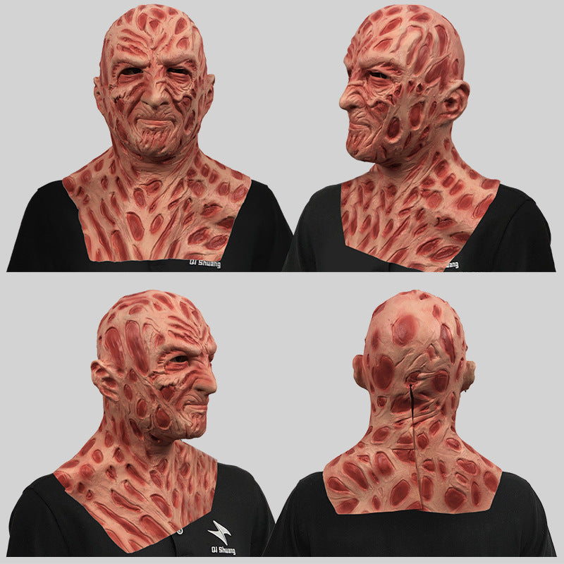 Freddy horror mask, full face headgear, makeup ball, scary demon, funny face, Halloween party, parody props - V.I.P Digital Presence