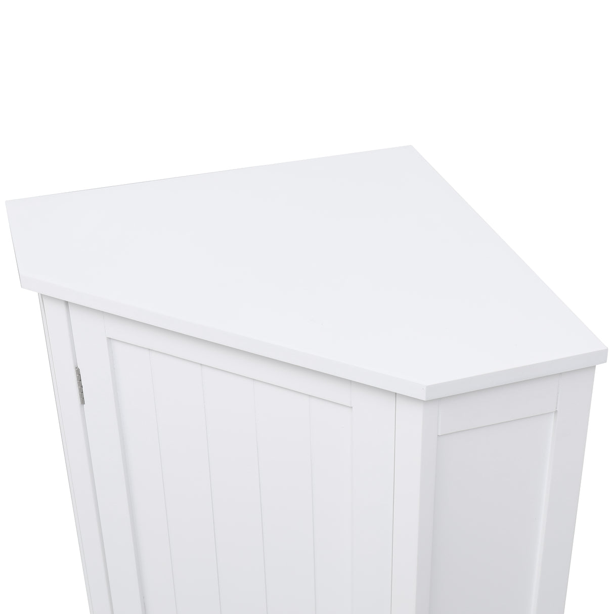 White Bathroom Cabinet Triangle Corner Storage Cabinet with Adjustable Shelf Modern Style MDF Board - V.I.P Digital Presence