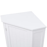 White Bathroom Cabinet Triangle Corner Storage Cabinet with Adjustable Shelf Modern Style MDF Board - V.I.P Digital Presence