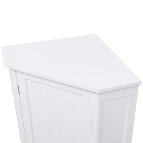 White Bathroom Cabinet Triangle Corner Storage Cabinet with Adjustable Shelf Modern Style MDF Board - V.I.P Digital Presence