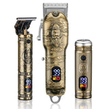 New 3 In 1 Full Metal Oil Clippers Digital Display Electric Hair Clipper Engraving Clippers Nose Hair Clipper Set - V.I.P Digital Presence