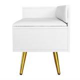 Modern Shoe Storage Bench with Hidden Storage and Upholstered Cushions for Bedside, Living Room and Entryway (White) - V.I.P Digital Presence