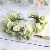Forest style curled edge rose headband simulated starry sky flower wreath bride's wedding headpiece - V.I.P Digital Presence