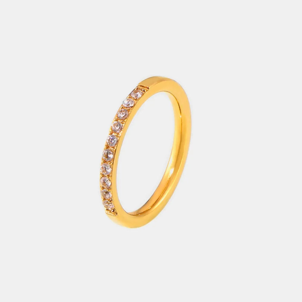 Zircon fine ring stackable accessory niche and simple titanium steel PVD plated ring for women - V.I.P Digital Presence