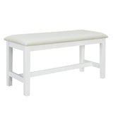 TOPMAX Farmhouse 6-Piece Trestle Dining Table Set with Upholstered Dining Chairs and Bench  59inch, White