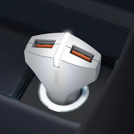 Baseus  Charge 3.0 Car Charger 5V3A Dual USB Port QC3.0 Quick Charger Mobile Phone Fast Charging Charger 2 USB Car-Charger - V.I.P Digital Presence