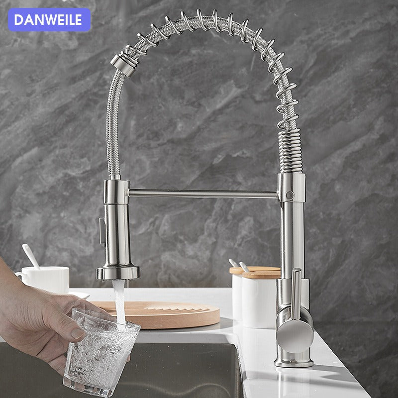 All copper rotatable cold and hot water dual mode sink, kitchen spring faucet - V.I.P Digital Presence