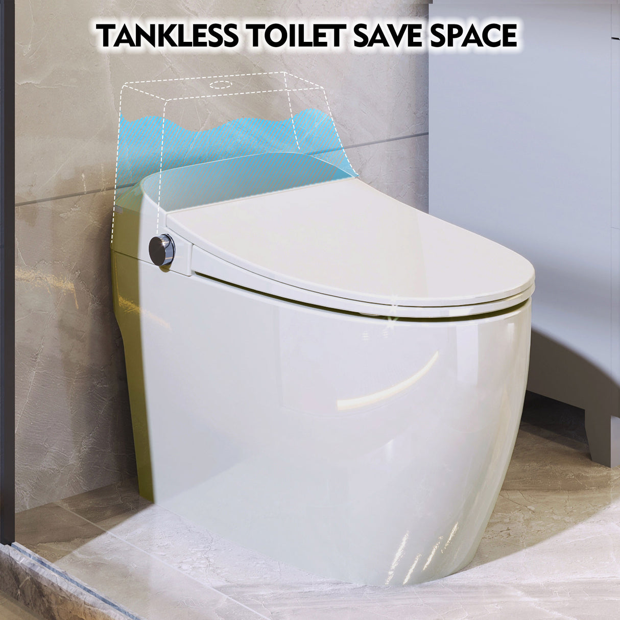 Heated seat intelligent toilet, integrated toilet, automatic flushing water tank toilet, with foot sensor flushing, white night - V.I.P Digital Presence