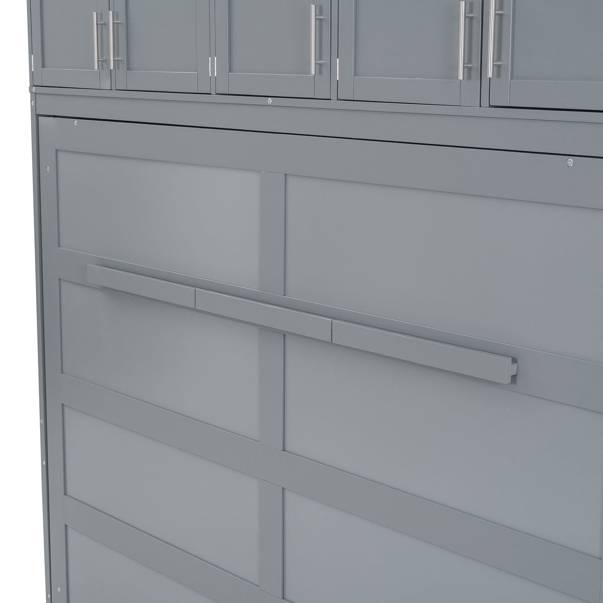 Full Size Murphy Bed Wall Bed with Top Cabinets,Gray - V.I.P Digital Presence