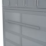 Full Size Murphy Bed Wall Bed with Top Cabinets,Gray - V.I.P Digital Presence