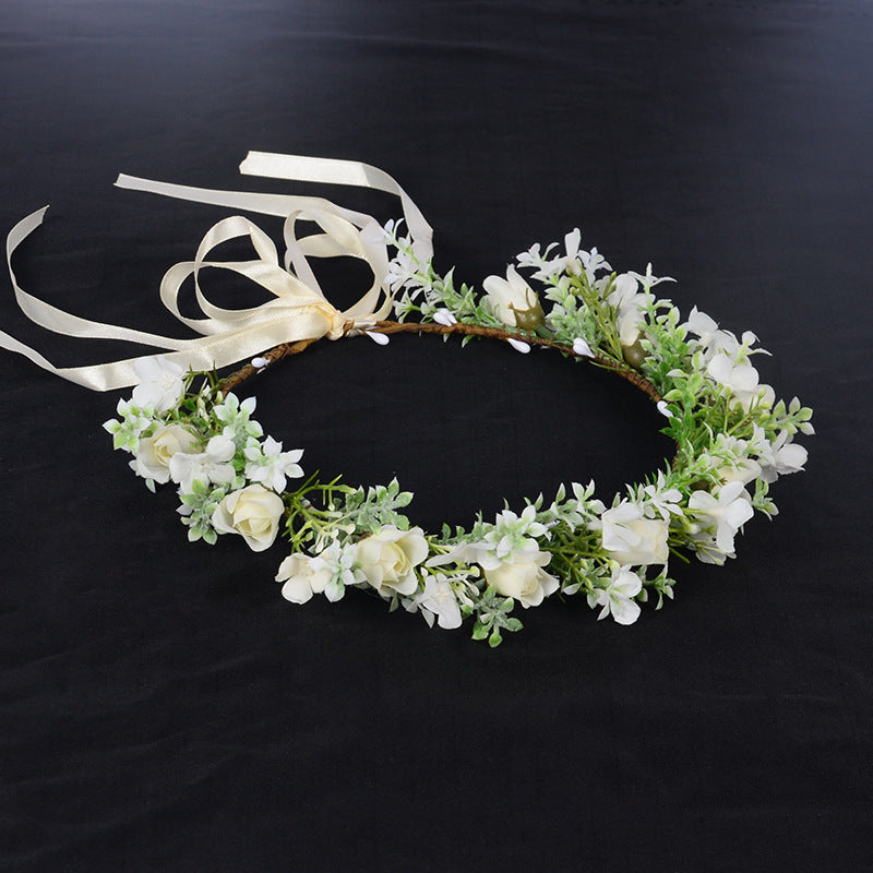 Spring flower wreath fresh simulation flower headdress green plants flowers wedding flower wreath - V.I.P Digital Presence