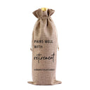 Red Wine Bag for Retirement Celebration: Party Wine Packaging Bag, Imitation Linen Drawstring Pouch, Gift Bag - V.I.P Digital Presence