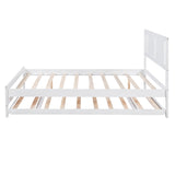 Full Size Platform Bed with Adjustable Trundle White