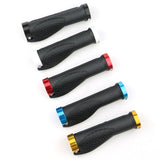Manillar de bicicleta de montaña de aleación de aluminio con bloqueo bilateral, antideslizante, de goma, con forma de bola de carne y tornillo de banco. 
