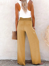 Full Size Decorative Button High Waist Pants - V.I.P Digital Presence