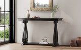 48-Inch Rustic Vintage Console Table --- Farmhouse Style Entryway Table with Open Shelf and Sturdy Construction (Black) - V.I.P Digital Presence