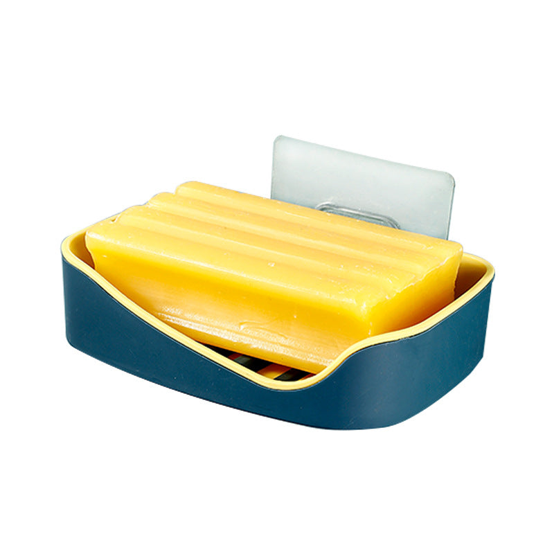 Contrast Color Drain Soap Box Double-Layer Storage Soap Box Bathroom Rack Strong Non-Marking Paste Soap Box - V.I.P Digital Presence