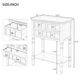 TREXM Narrow Console Desk, Thin Sofa Table with Three Storage Drawers and Living Room Bottom Shelves (Grey Washed) - V.I.P Digital Presence