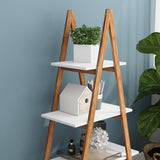 Solid bamboo wood oxford “A”frame ladder display bookshelf - V.I.P Digital Presence