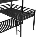 L-shaped Metal Triple Twin Size Bunk Bed, Black - V.I.P Digital Presence