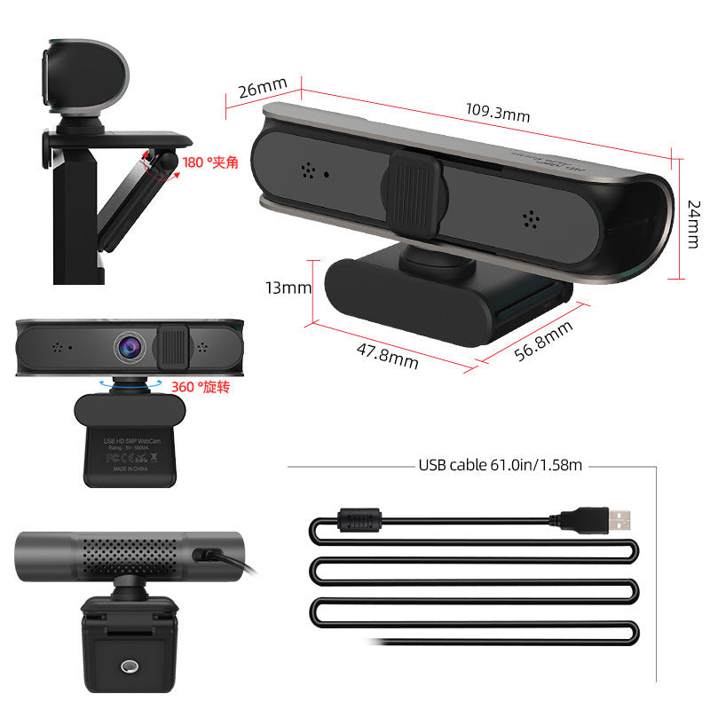 Computer camera with 5 million AF autofocus and support for 1080P video conferencing and online courses - V.I.P Digital Presence