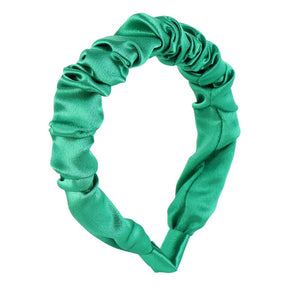 Multi color retro solid satin pleated hair compression headband - V.I.P Digital Presence