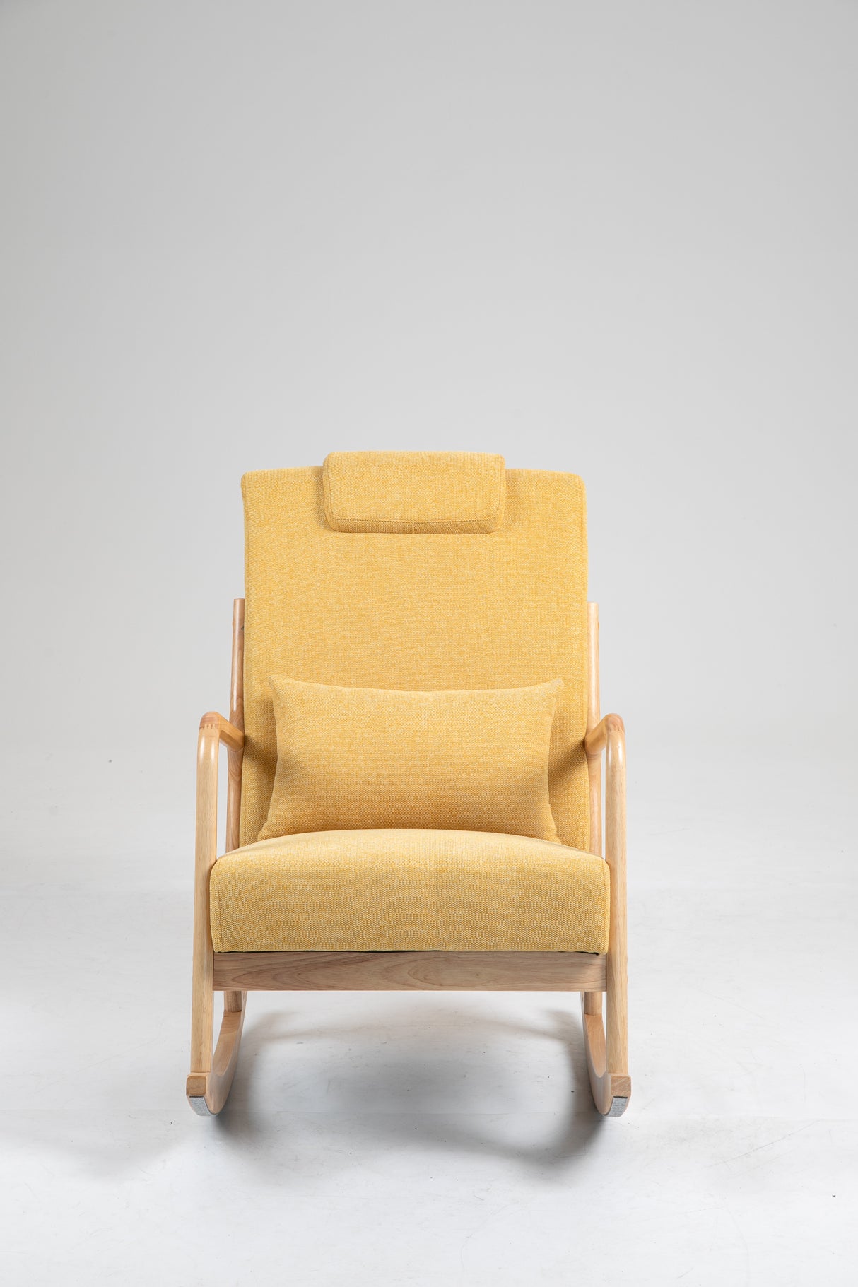 Rocking Chair Upholstered Fabric Rocking Armchair Indoor with High Backrest Glider Chairs and Lumbar Pillow for Living Room - V.I.P Digital Presence