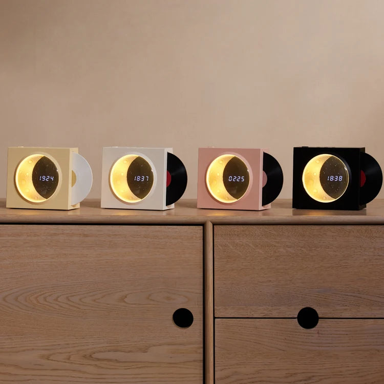 Creative Retro CD Design Bluetooth 3D Stereo Speaker Desktop Moon Lamp Clock Half Moon Starry Sky Atmosphere Night Light - V.I.P Digital Presence