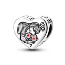 Copper plated S925 silver FOREVER colorful heart clip beads string DIY bracelet necklace - V.I.P Digital Presence