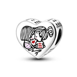Copper plated S925 silver FOREVER colorful heart clip beads string DIY bracelet necklace - V.I.P Digital Presence