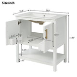 30-Inch White Bathroom Vanity with Ceramic Sink and Versatile Storage - Ideal for Small Bathrooms - V.I.P Digital Presence