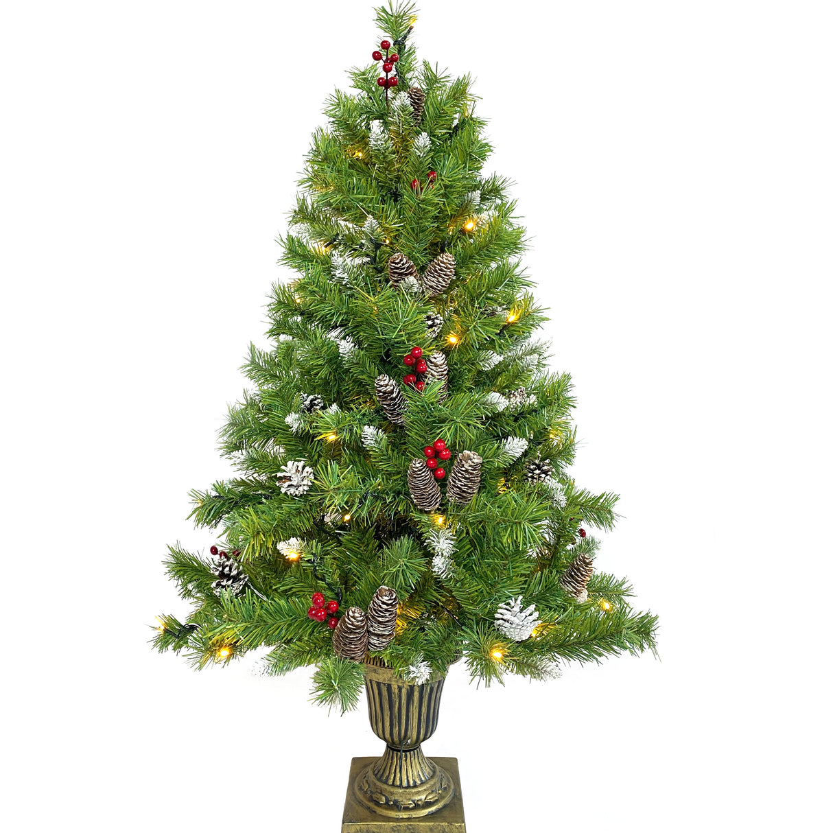 Christmas Tree Artificial Christmas 4-piece Set, including flower wreath, flower wreath, and 2 entrance trees, with LED lights - V.I.P Digital Presence