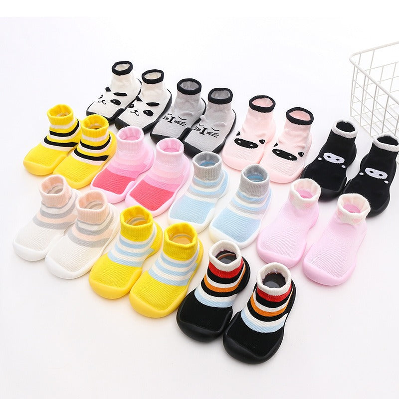 Autumn and Winter Baby Socks Silicone Anti slip Bottom Floor Socks Children's Shoes and Socks Cartoon Rainbow Strips Indoor Walking Shoes and Socks - V.I.P Digital Presence
