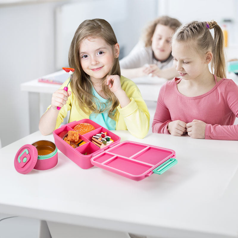 Kids' bento lunch bag: 1700ml containers with toppers, thermos, for school. - V.I.P Digital Presence
