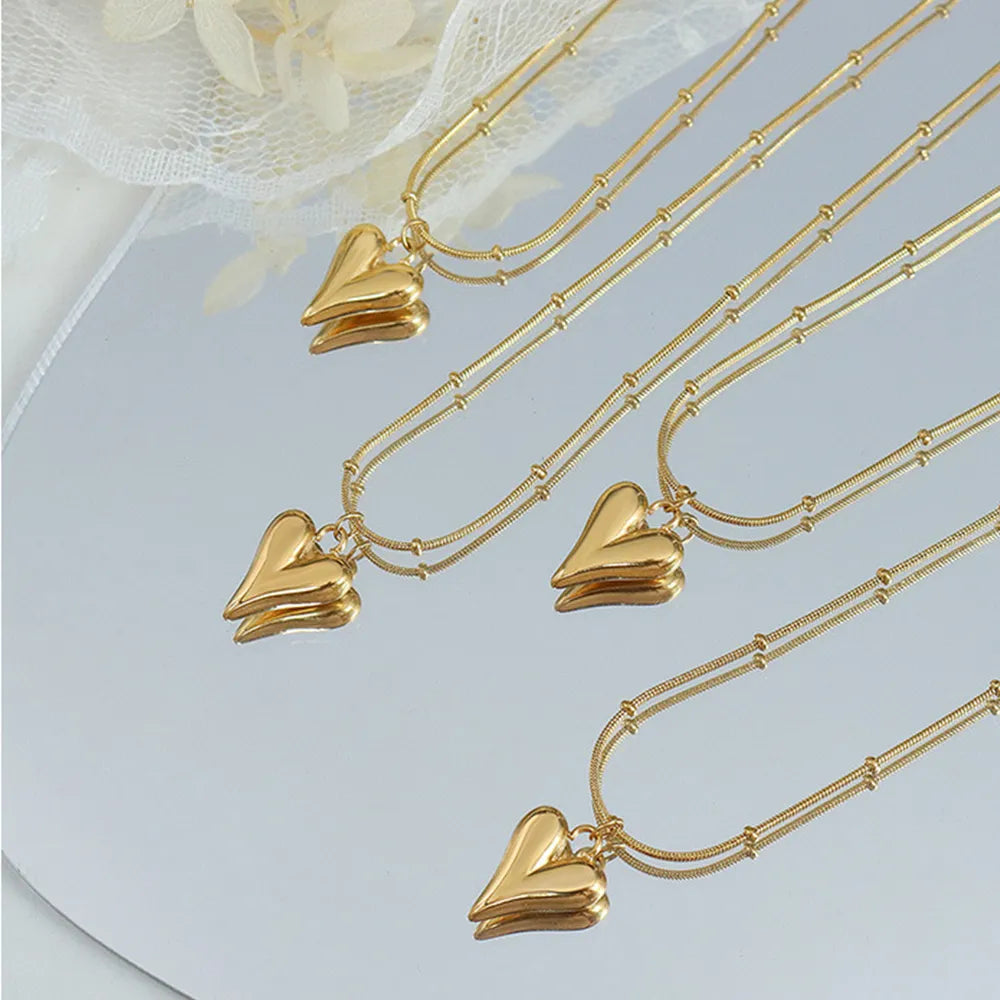 Fashionable and minimalist heart-shaped necklace with titanium steel plated 18K real gold necklace - V.I.P Digital Presence