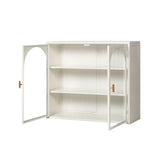 27.56"Glass Doors Modern Two-door Wall Cabinet with Featuring Three-tier Storage White