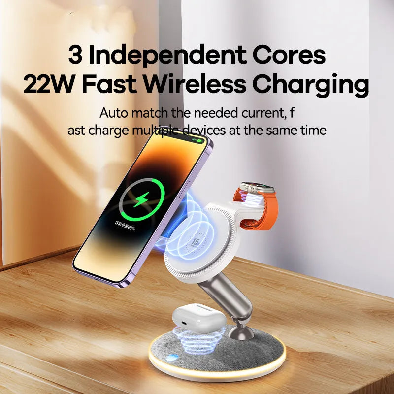 Remax 3 in 1 Magnetic Wireless 15W Charger Stand For iPhone 14 13 12 Pro Airpods Phone Fast Charge Dock Station For Apple Watch - V.I.P Digital Presence