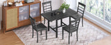 TOPMAX 5-piece square wooden pendant light expandable dining table set with 4 ladder back chairs  Gray - V.I.P Digital Presence