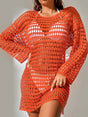 Knitted hollowed out pullover round neck long sleeved bikini swimsuit cover - V.I.P Digital Presence