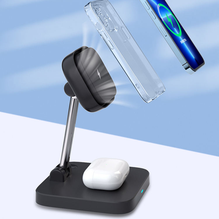 3-in-1 magnetic wireless charger holder with cooling fan suitable for wireless charging of iPhone earphones and watches - V.I.P Digital Presence