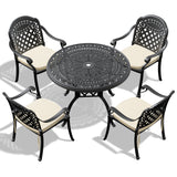 (Cushions In Random Colors)5-Piece Set Of Cast Aluminum Patio Furniture With Cushions - V.I.P Digital Presence