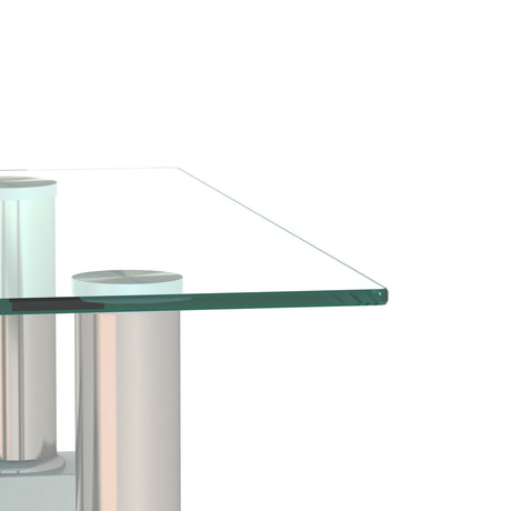 Set of 2, Modern Tempered Glass Tea Table Coffee Table End Table, Square Table for Living Room, Transparent/White - V.I.P Digital Presence