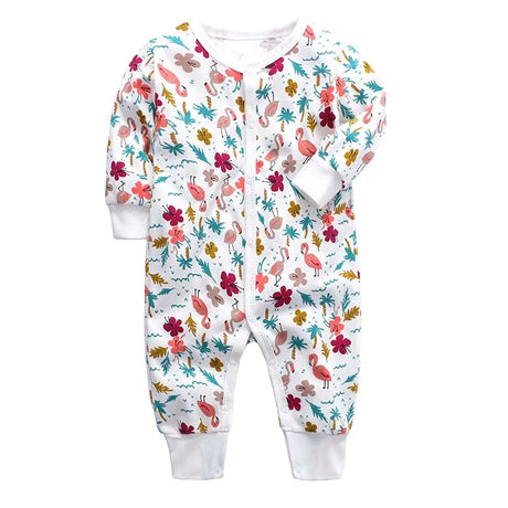 Newborn Footed Pajamas Zipper Girl and Boy Romper Long Sleeve Jumpsuit Cotton Solid White Fashion 0-24 Months Baby Clothes - V.I.P Digital Presence